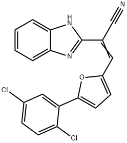 2-(1H-Benzoimidazol-2-yl)-3-[5-(2,5-dichloro-phenyl)-furan-2-yl]-acrylonitrile Struktur