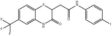 N-(4-iodophenyl)-2-(3-oxo-6-(trifluoromethyl)-3,4-dihydro-2H-benzo[b][1,4]thiazin-2-yl)acetamide Struktur