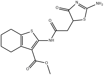 methyl 2-(2-(2-imino-4-oxothiazolidin-5-yl)acetamido)-4,5,6,7-tetrahydrobenzo[b]thiophene-3-carboxylate Struktur