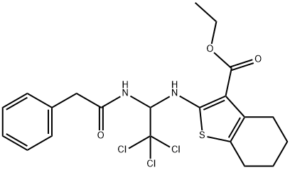 ethyl 2-((2,2,2-trichloro-1-(2-phenylacetamido)ethyl)amino)-4,5,6,7-tetrahydrobenzo[b]thiophene-3-carboxylate Struktur