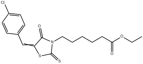 ethyl (Z)-6-(5-(4-chlorobenzylidene)-4-oxo-2-thioxothiazolidin-3-yl)hexanoate Struktur