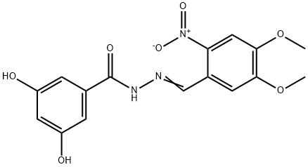 N'-(4,5-dimethoxy-2-nitrobenzylidene)-3,5-dihydroxybenzohydrazide Struktur