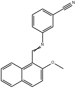 3-{[(2-methoxy-1-naphthyl)methylene]amino}benzonitrile Struktur