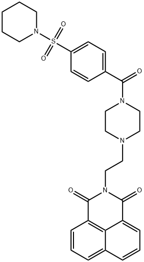 2-(2-(4-(4-(piperidin-1-ylsulfonyl)benzoyl)piperazin-1-yl)ethyl)-1H-benzo[de]isoquinoline-1,3(2H)-dione Struktur