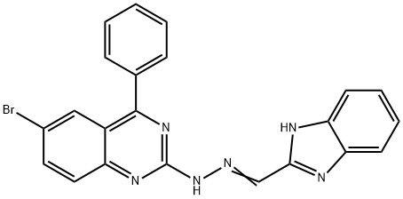 (E)-2-(2-((1H-benzo[d]imidazol-2-yl)methylene)hydrazinyl)-6-bromo-4-phenylquinazoline Struktur