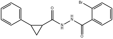 2-bromo-N'-[(2-phenylcyclopropyl)carbonyl]benzohydrazide Struktur