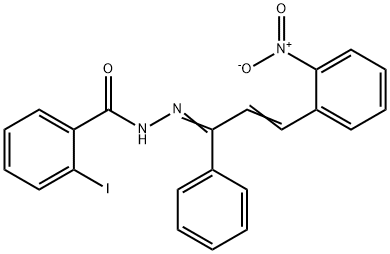 2-iodo-N'-[3-(2-nitrophenyl)-1-phenyl-2-propen-1-ylidene]benzohydrazide Struktur