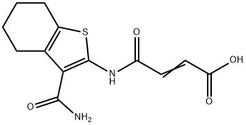 (E)-4-((3-carbamoyl-4,5,6,7-tetrahydrobenzo[b]thiophen-2-yl)amino)-4-oxobut-2-enoic acid Struktur