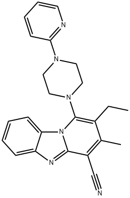 2-ethyl-3-methyl-1-(4-(pyridin-2-yl)piperazin-1-yl)benzo[4,5]imidazo[1,2-a]pyridine-4-carbonitrile Struktur