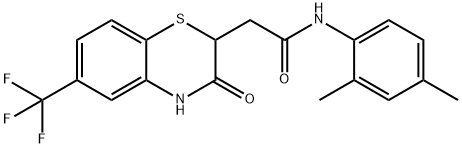 N-(2,4-dimethylphenyl)-2-(3-oxo-6-(trifluoromethyl)-3,4-dihydro-2H-benzo[b][1,4]thiazin-2-yl)acetamide Struktur