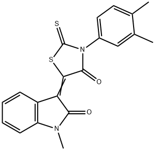 (Z)-3-(3,4-dimethylphenyl)-5-(1-methyl-2-oxoindolin-3-ylidene)-2-thioxothiazolidin-4-one Struktur