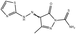 3-methyl-5-oxo-4-(1,3-thiazol-2-ylhydrazono)-4,5-dihydro-1H-pyrazole-1-carbothioamide Struktur