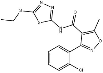 3-(2-chlorophenyl)-N-(5-(ethylthio)-1,3,4-thiadiazol-2-yl)-5-methylisoxazole-4-carboxamide Struktur