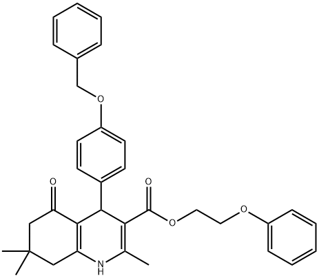 2-phenoxyethyl 4-(4-(benzyloxy)phenyl)-2,7,7-trimethyl-5-oxo-1,4,5,6,7,8-hexahydroquinoline-3-carboxylate Struktur