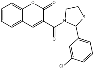 3-(2-(3-chlorophenyl)thiazolidine-3-carbonyl)-2H-chromen-2-one Struktur