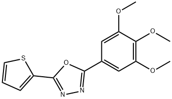 2-thiophen-2-yl-5-(3,4,5-trimethoxyphenyl)-1,3,4-oxadiazole Struktur