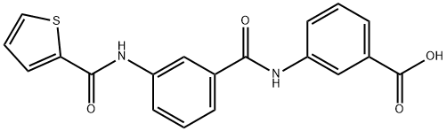 3-[({3-[(thiophen-2-ylcarbonyl)amino]phenyl}carbonyl)amino]benzoic acid Struktur