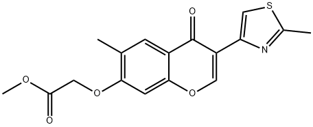 methyl 2-((6-methyl-3-(2-methylthiazol-4-yl)-4-oxo-4H-chromen-7-yl)oxy)acetate Struktur