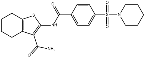 2-(4-(piperidin-1-ylsulfonyl)benzamido)-4,5,6,7-tetrahydrobenzo[b]thiophene-3-carboxamide Struktur