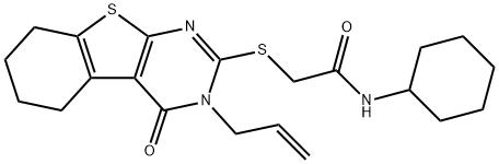 2-((3-allyl-4-oxo-3,4,5,6,7,8-hexahydrobenzo[4,5]thieno[2,3-d]pyrimidin-2-yl)thio)-N-cyclohexylacetamide Struktur