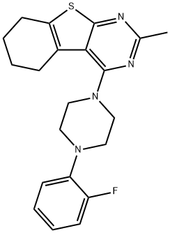 4-(4-(2-fluorophenyl)piperazin-1-yl)-2-methyl-5,6,7,8-tetrahydrobenzo[4,5]thieno[2,3-d]pyrimidine Struktur