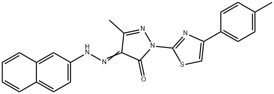 5-methyl-2-[4-(4-methylphenyl)-1,3-thiazol-2-yl]-4-(2-naphthylhydrazono)-2,4-dihydro-3H-pyrazol-3-one Struktur