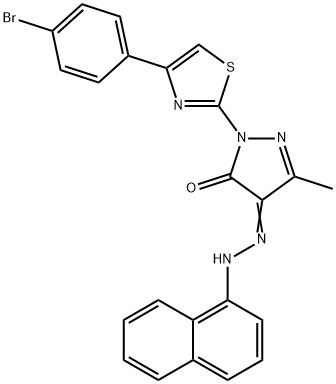 2-[4-(4-bromophenyl)-1,3-thiazol-2-yl]-5-methyl-4-(1-naphthylhydrazono)-2,4-dihydro-3H-pyrazol-3-one Struktur