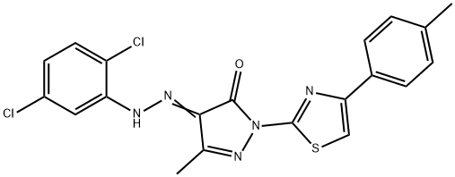 4-[(2,5-dichlorophenyl)hydrazono]-5-methyl-2-[4-(4-methylphenyl)-1,3-thiazol-2-yl]-2,4-dihydro-3H-pyrazol-3-one Struktur