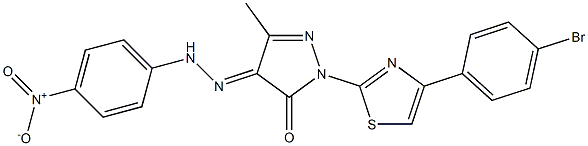 2-[4-(4-bromophenyl)-1,3-thiazol-2-yl]-5-methyl-4-[(4-nitrophenyl)hydrazono]-2,4-dihydro-3H-pyrazol-3-one Structure