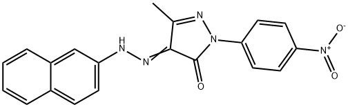 5-methyl-4-(2-naphthylhydrazono)-2-(4-nitrophenyl)-2,4-dihydro-3H-pyrazol-3-one Struktur