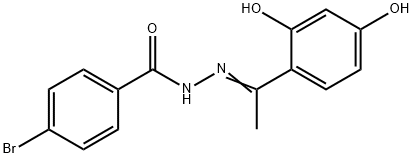 4-bromo-N'-[1-(2,4-dihydroxyphenyl)ethylidene]benzohydrazide Struktur