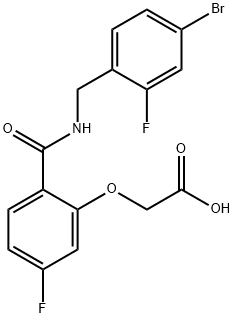 [2-(4-Bromo-2-fluoro-benzylcarbamoyl)-5-fluoro-phenoxy]-acetic acid Struktur