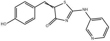 (E)-5-(4-hydroxybenzylidene)-2-(pyridin-3-ylamino)thiazol-4(5H)-one Struktur