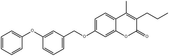 4-methyl-7-((3-phenoxybenzyl)oxy)-3-propyl-2H-chromen-2-one Struktur