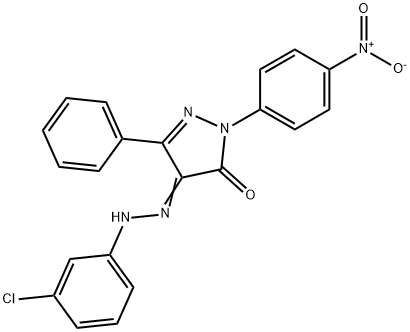 4-[(3-chlorophenyl)hydrazono]-2-(4-nitrophenyl)-5-phenyl-2,4-dihydro-3H-pyrazol-3-one Struktur