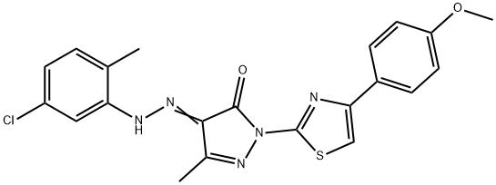 4-[(5-chloro-2-methylphenyl)hydrazono]-2-[4-(4-methoxyphenyl)-1,3-thiazol-2-yl]-5-methyl-2,4-dihydro-3H-pyrazol-3-one Struktur