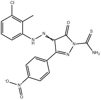 4-[(3-chloro-2-methylphenyl)hydrazono]-3-(4-nitrophenyl)-5-oxo-4,5-dihydro-1H-pyrazole-1-carbothioamide Struktur