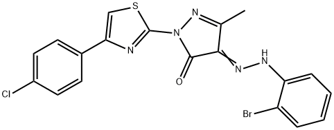 4-[(2-bromophenyl)hydrazono]-2-[4-(4-chlorophenyl)-1,3-thiazol-2-yl]-5-methyl-2,4-dihydro-3H-pyrazol-3-one Struktur