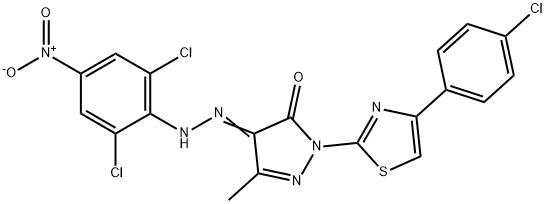 2-[4-(4-chlorophenyl)-1,3-thiazol-2-yl]-4-[(2,6-dichloro-4-nitrophenyl)hydrazono]-5-methyl-2,4-dihydro-3H-pyrazol-3-one Structure