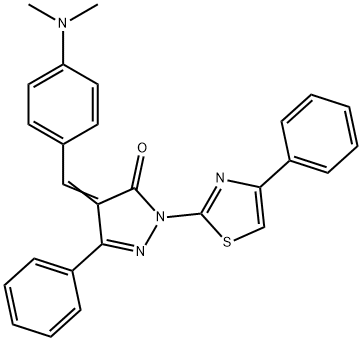 4-[4-(dimethylamino)benzylidene]-5-phenyl-2-(4-phenyl-1,3-thiazol-2-yl)-2,4-dihydro-3H-pyrazol-3-one Struktur