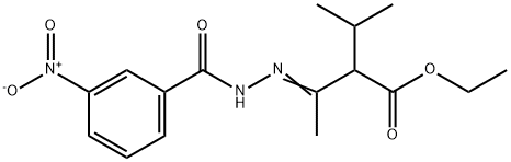 ethyl 2-isopropyl-3-[(3-nitrobenzoyl)hydrazono]butanoate Struktur