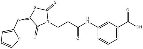 (Z)-3-(3-(4-oxo-5-(thiophen-2-ylmethylene)-2-thioxothiazolidin-3-yl)propanamido)benzoic acid Struktur