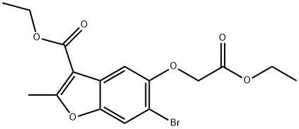 ethyl 6-bromo-5-(2-ethoxy-2-oxoethoxy)-2-methylbenzofuran-3-carboxylate Struktur