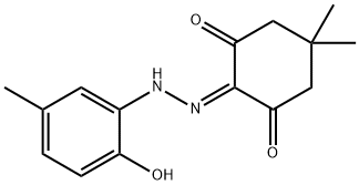 2-[(2-hydroxy-5-methylphenyl)hydrazono]-5,5-dimethyl-1,3-cyclohexanedione Struktur