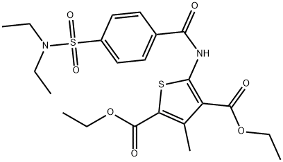 diethyl 5-(4-(N,N-diethylsulfamoyl)benzamido)-3-methylthiophene-2,4-dicarboxylate Struktur