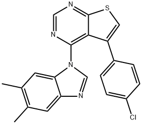 5-(4-chlorophenyl)-4-(5,6-dimethyl-1H-benzo[d]imidazol-1-yl)thieno[2,3-d]pyrimidine Struktur