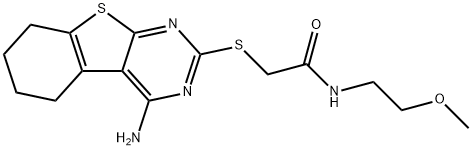 2-((4-amino-5,6,7,8-tetrahydrobenzo[4,5]thieno[2,3-d]pyrimidin-2-yl)thio)-N-(2-methoxyethyl)acetamide Struktur