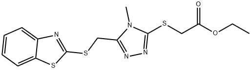 ethyl 2-((5-((benzo[d]thiazol-2-ylthio)methyl)-4-methyl-4H-1,2,4-triazol-3-yl)thio)acetate Struktur