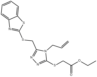 ethyl 2-((4-allyl-5-((benzo[d]thiazol-2-ylthio)methyl)-4H-1,2,4-triazol-3-yl)thio)acetate Struktur