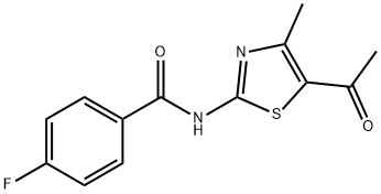 N-(5-acetyl-4-methylthiazol-2-yl)-4-fluorobenzamide Struktur